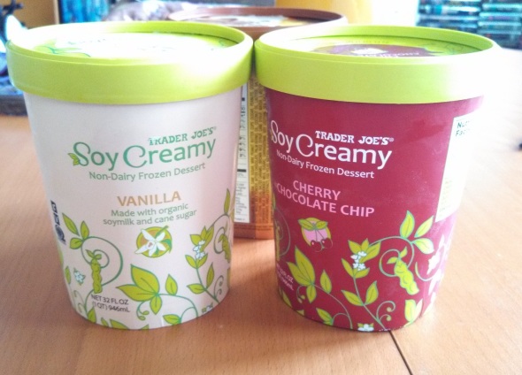 Trader Joe's Organic Soy Creamy Non-Dairy Frozen Desert - cherry chocolate chip and vanilla